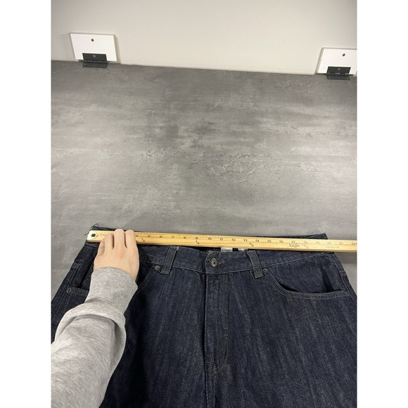 Rocawear Jean Shorts Men 40x16 Blue Denim Jorts Baggy Wide Leg Skate Dark Wash - Picture 5 of 9